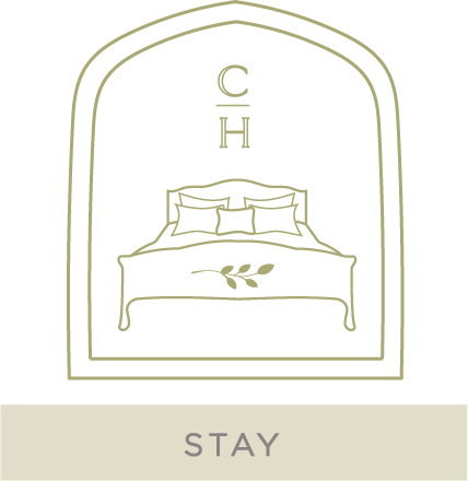 An illustration of a bed; signifying the Luxury Accommodation, Cotswolds, on offer at Caswell House.